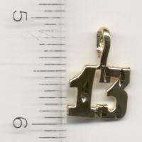 14KT GOLD EP NUMBER 13 DIAMOND CUT CHARM  
