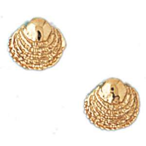  14kt Yellow Gold Sea Shell Earrings Jewelry