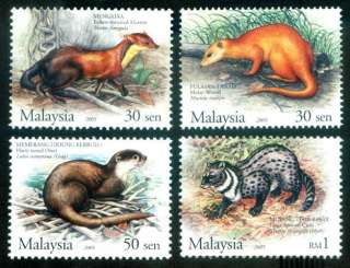 PROTECTED MAMMALS Otter Weasel Animal Malaysia MNH  