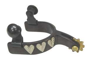 Antique Western Baby Show Spurs Silver Engraving Hearts  