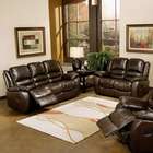   Living Providence Reclining Leather Sofa and Chair Set in Dark Brown