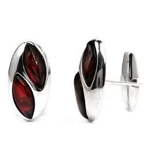  Baltic Cherry Amber and Sterling Silver Oval Cufflinks 
