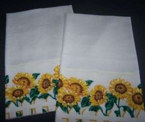 Set of 2 Sunflowers on Fence Kitchen Huck Tea Towels  