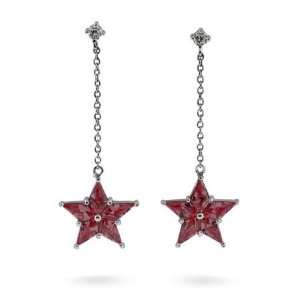   Silver Garnet Red Stardust Stiletto Earrings   Clearance Final Sale