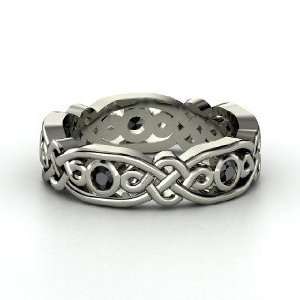  Brilliant Alhambra Band, Sterling Silver Ring with Black 