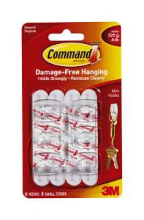 Command 17006 General Mini Hooks w/ Adhesive Strips 6pk  