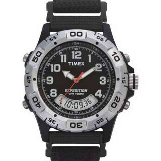 Timex Mens Expedition Combo Watch 100 Meter WR Indiglo Black/Brown 
