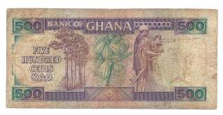 Ghana 500 Cedis 1989 F Banknote P 28b  