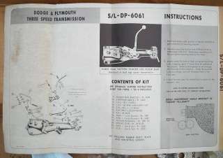 NOS Hurst 3 speed Floor shift Linkage install Kit 1960 1961 Dodge 