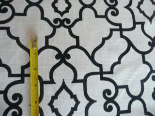 Black White Ivory Trellis Fabric 54 Fretwork Lattice DEFECT  