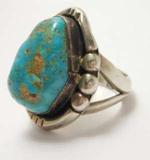 HEAVY SILVER NAVAJO TURQUOISE RING $❶NR  