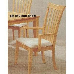  Set of 2 Sicily Maple Finish Wood Dining Arm Chairs