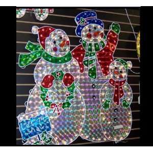    SNOWMAN AND FAMILY HOLOGRAPHIC CHRISTMAS YARD ART 
