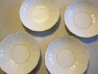 Set of 4 Berry/Dessert Bowls Dainty China Ivory with Gold Trim 