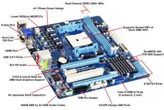   GA A75M D2H FM1 AMD A75 HDMI SATA 6Gb/s USB 3.0 mATX AMD Motherboard