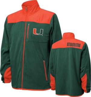 Miami Hurricanes Green Micro Polar Fleece Full Zip Jacket  