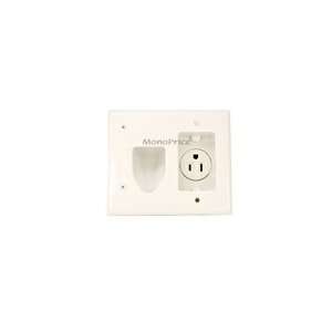   New Recessed Low Voltage Cable Wall Plate WITH Recessed Power   White