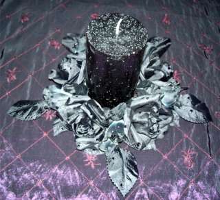 Black Rose Pillar Candle Table Wreath~Gothic Wedding  