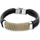  Stainless Steel Brown Leather Bracelet