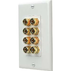  Audio 8 post Wall Outlets for Speaker Wires White 