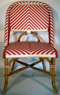 Bryan Ashley Rattan Plastic Side Chair 1380 Red & White  