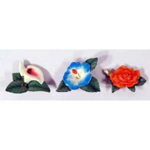  Handpainted Flower Lily Rose Hibiscus Assorted Magnet (Set 