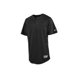  Nike Stock Elite Henley 1.2 S/S Jersey   Mens   Black 