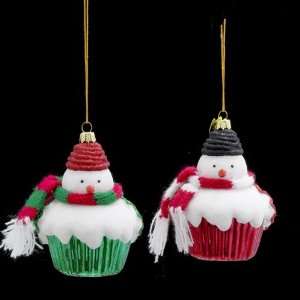  Noble Gems  3.5 Inch Snowman Cupcakes   Glass Ornament 