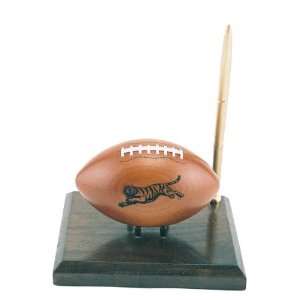   Carved Laces Wood Football Desk Set with Pen