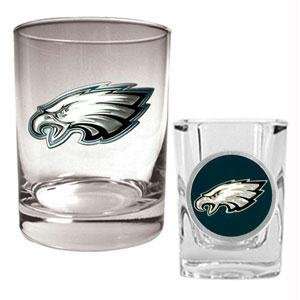 Philadelphia Eagles NFL Rocks Glass & Shot Glass Set   Primary logo