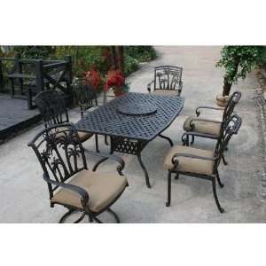 Darlee Palm Springs 72 Inch Oblong Cast Aluminum Dining Table Set With 