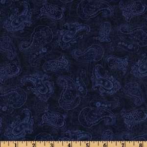  44 Wide Blue Storm Medium Paisley Navy Fabric By The 