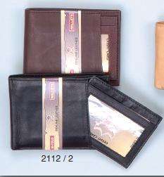 MENS LEATHER TRIFOLD WALLET, OUTSIDE ID. 12 C.C. SLOTS  