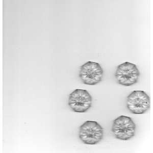  Six Clear Vintage Chrystal Buttons 5/8 inch Everything 
