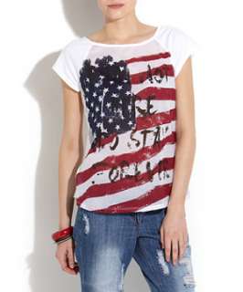   White) Only White Stay Forever USA Flag T Shirt  252695810  New Look