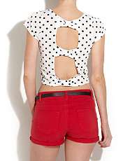 White Pattern (White) Spotty Cut Out Crop Top  253996419  New Look