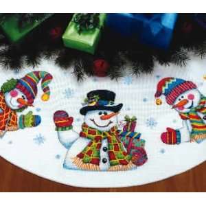    Three Snowmen Tree Skirt kit (cross stitch) Arts, Crafts & Sewing