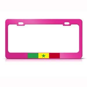  Senegal Flag Pink Country Metal license plate frame Tag 