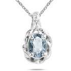 szul Aquamarine and Diamond Pendant in 10K White Gold