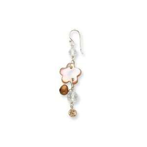  Sterling Silver FW Cult Gold Pearl MOP CZ Crystal Earrings 