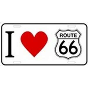  I Love Route 66 License Plate Plates Tag Tags auto vehicle 