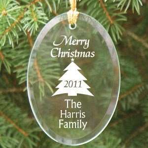    Merry Christmas Personalized Glass Ornament
