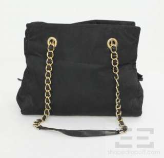 Prada Vintage Black Tessuto Nylon & Gold Chain Strap Shoulder Bag 