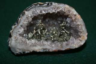 Mineral Specimen   Crystal Geode w/ Pewter Miners   2  