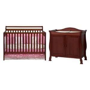   in 1 Convertible Crib Nursery Set with Toddler Rail in Cherry Baby