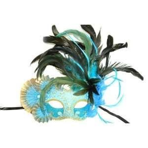  Venetian Styled Mask Fans Dec. And Feather on Top Side 