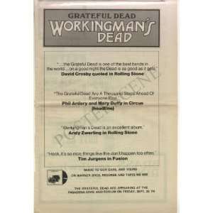  Grateful Dead Workingmans Dead LP Promo Ad Poster 1970 