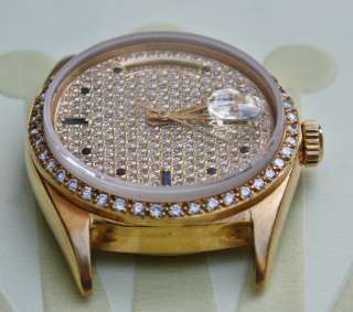 ROLEX 18k YELLOW GOLD MENS DAY DATE PRESIDENT WATCH HEAD ONLY PAVE 