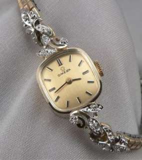 Vintage OMEGA 14K Solid GOLD & DIAMOND Ladies WRISTWATCH Wrist Watch 