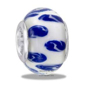  Da Vinci Beads Blue & White Swirl Art Glass Bead Arts 